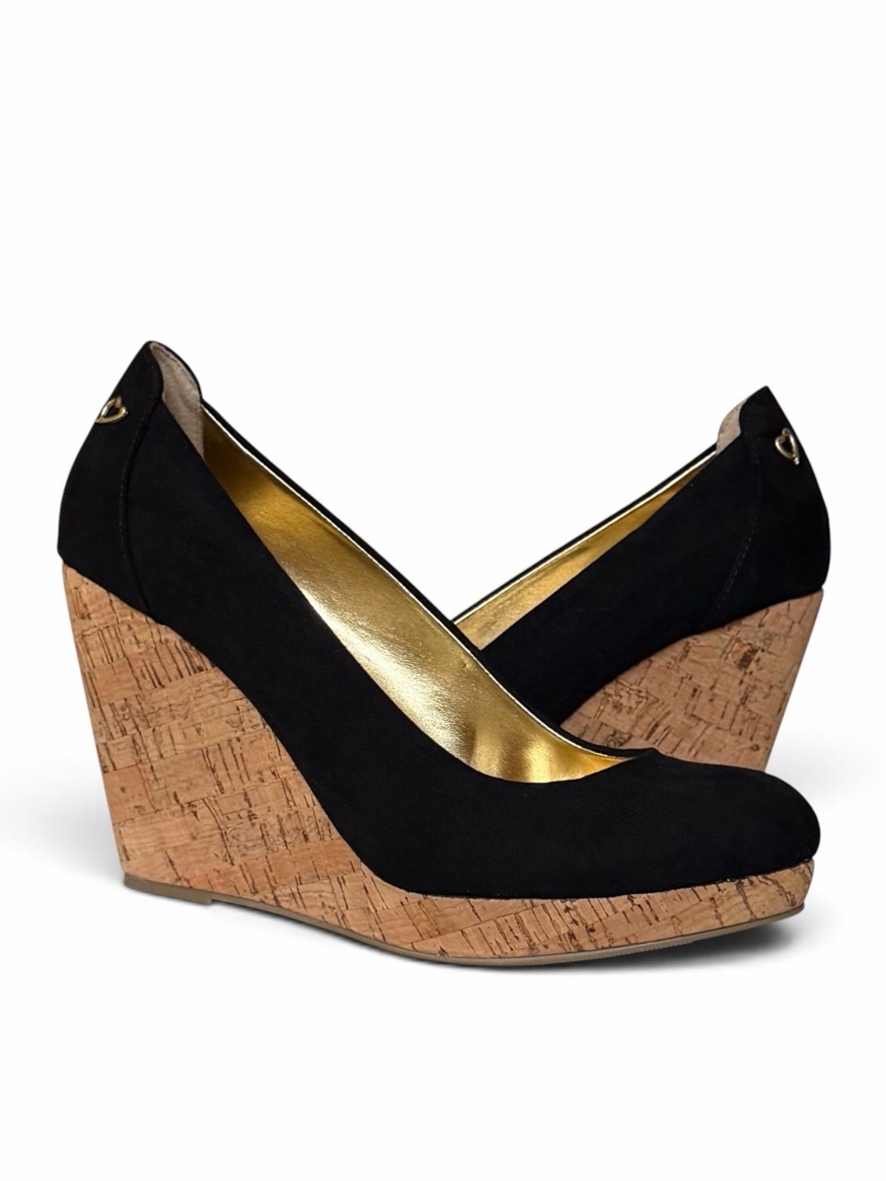 Thalia Sodi Black Suede Platform Cork Wedge Miaa Pumps Size 9.5